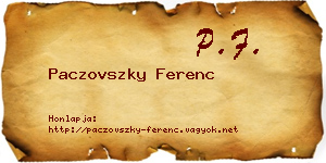 Paczovszky Ferenc névjegykártya